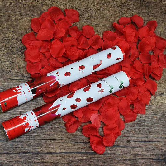 Cañon petalos Rojos o blancos de tela Confeti